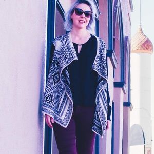 Waterfall cardigan with Aztec design